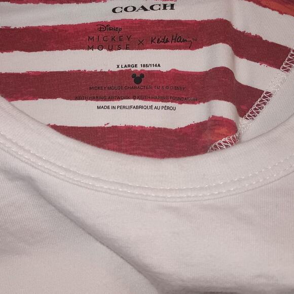 Coach x Disney x Keith Haring - Mickey Mouse TV T-Shirt - Red & White - Size XL - Picture 3 of 5